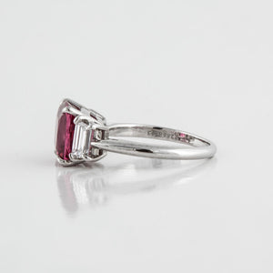 Estate Tiffany & Co. Platinum Pink-Red Spinel and Diamond Ring