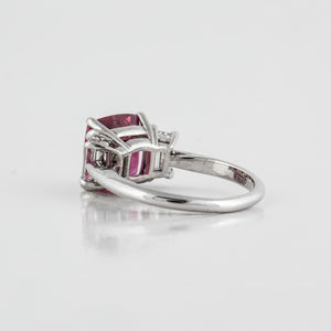 Estate Tiffany & Co. Platinum Pink-Red Spinel and Diamond Ring
