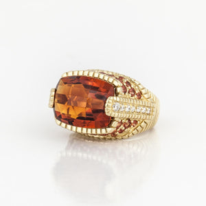 Estate Judith Ripka 18K Gold Gemstone and Diamond Ring