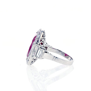 Estate Platinum Burmese Ruby and Diamond Ring