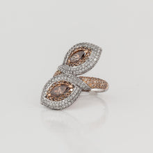 Load image into Gallery viewer, 18K Two Tone Gold Brown and White Diamond Bypass Ring
