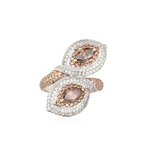 Load image into Gallery viewer, 18K Two Tone Gold Brown and White Diamond Bypass Ring
