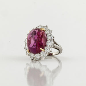 Platinum Burmese Ruby and Diamond Ring