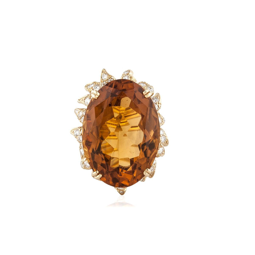 Estate Julius Cohen 18K Gold Citrine Ring