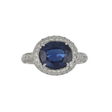 Load image into Gallery viewer, Estate 18K White Gold Sapphire and Pavé Diamond Ring

