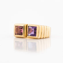 Load image into Gallery viewer, Retro 18k Gold, Amethyst and Pink Tourmaline Ring
