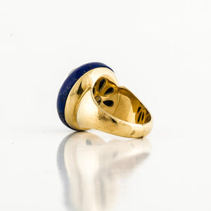 18K Gold Lapis and Diamond Ring