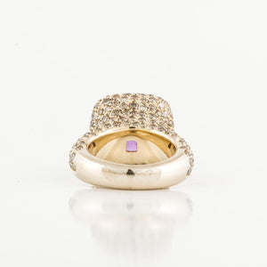 Estate 18K Gold Amethyst and Colored Diamond Cocktail Ring