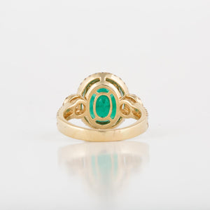 18K Gold Zambian Emerald and Diamond Ring