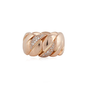 Italian Flexible 18K Rose Gold and Diamond Ring