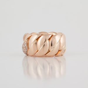 Italian Flexible 18K Rose Gold and Diamond Ring