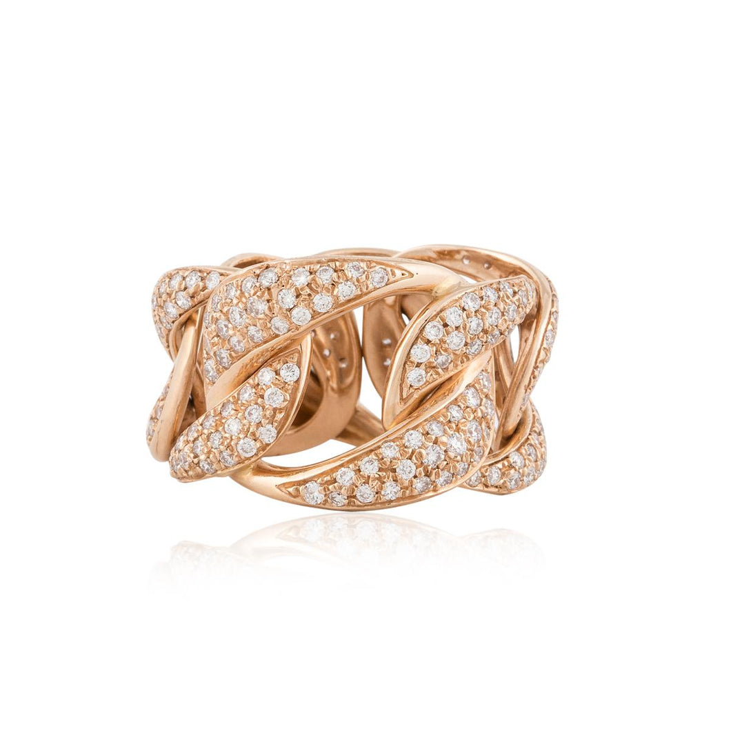 Italian 18K Rose Gold Link Band with Diamonds