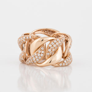 Italian 18K Rose Gold Link Band with Diamonds
