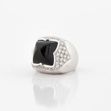 Load image into Gallery viewer, Estate Bulgari 18K White Gold Onyx Pyramid Ring with Diamonds
