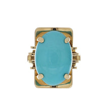 Load image into Gallery viewer, Retro 14K Gold Oval Cabochon Turquoise Ring
