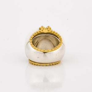 Mazza 14K Gold White Agate and Coral Ring