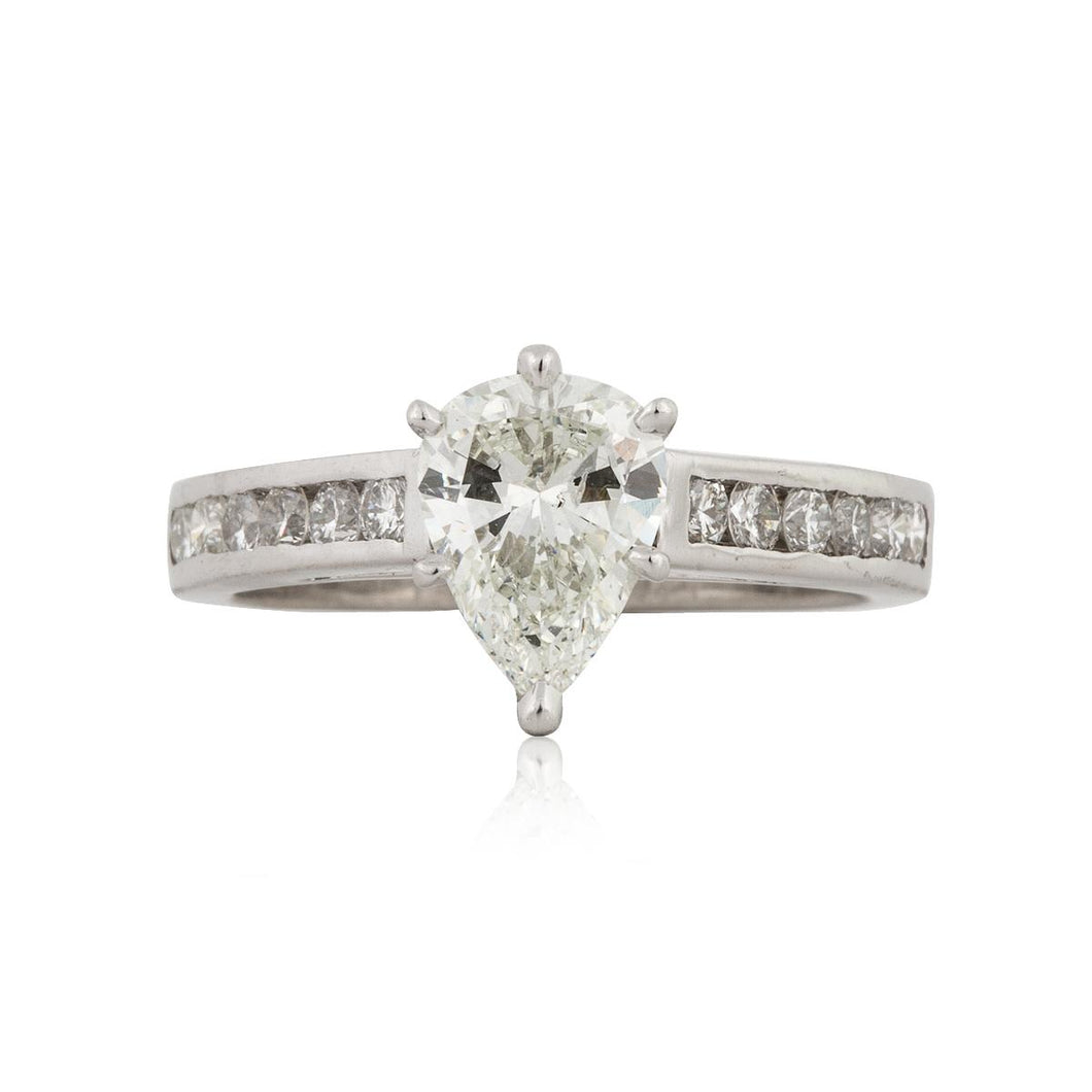 Platinum Pear-Shaped Diamond Engagement Ring
