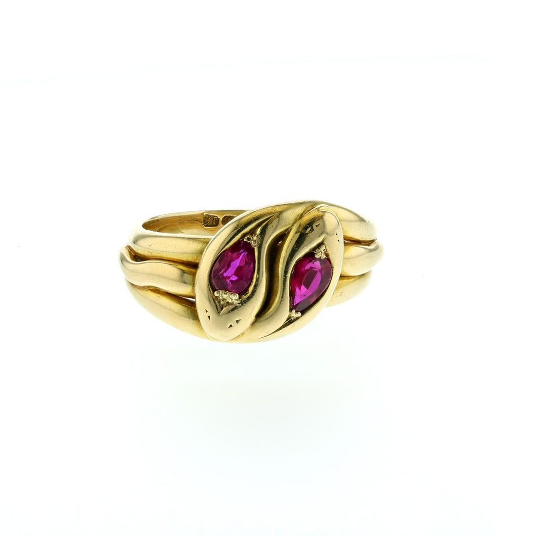 Victorian 18K Gold Double Snake Ring