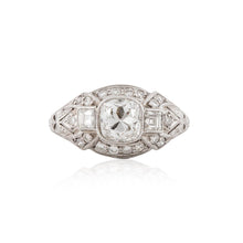 Load image into Gallery viewer, Art Deco Platinum Cushion-Cut Diamond Engagement Ring

