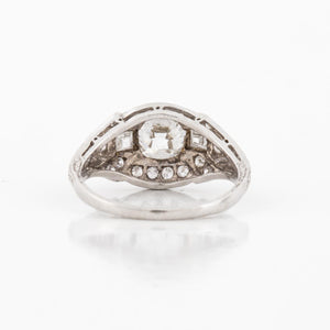 Art Deco Platinum Cushion-Cut Diamond Engagement Ring