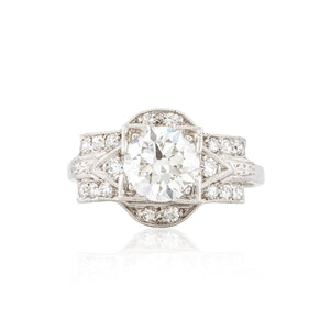 Art Deco Platinum Illusion-Set Diamond Engagement Ring