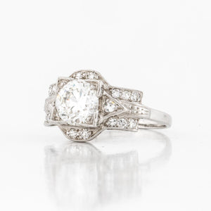 Art Deco Platinum Illusion-Set Diamond Engagement Ring