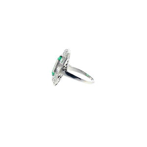 Edwardian Platinum Emerald and Diamond Ring
