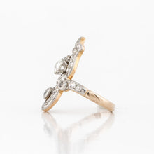 Load image into Gallery viewer, Edwardian Platinum and 18K Gold Diamond Navette Ring
