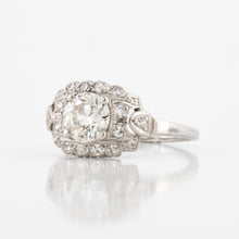 Load image into Gallery viewer, Art Deco Platinum Diamond Engagement Ring with Scalloped Edges
