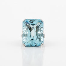 Load image into Gallery viewer, Art Deco-Style Platinum Filigree Aquamarine and Diamond Ring
