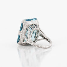 Load image into Gallery viewer, Art Deco-Style Platinum Filigree Aquamarine and Diamond Ring
