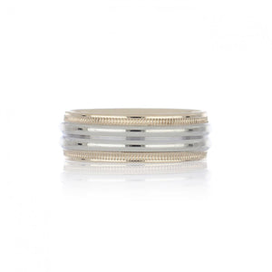 Estate 14K Two-Tone Gold Grooved Band