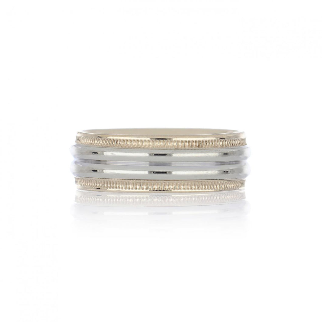 Estate 14K Two-Tone Gold Grooved Band