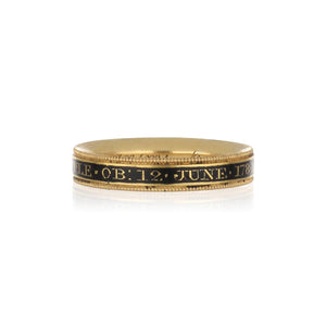 Georgian 18K Gold Enamel "Gratitude Pledge" Memorial Ring