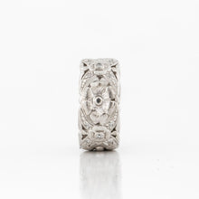 Load image into Gallery viewer, Art Deco Platinum Wide Floral Band with Diamonds
