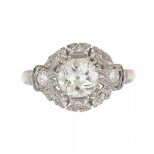 Retro Old Mine-Cut Diamond Engagement Ring