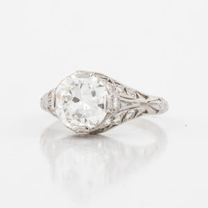 Edwardian Platinum Old European-Cut Diamond Engagement Ring