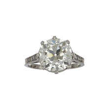 Load image into Gallery viewer, Edwardian-Style Platinum Antique Old Mine-Cut Diamond Engagement Ring with Openwork Gallery
