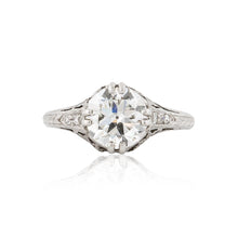 Load image into Gallery viewer, Art Deco Platinum Diamond Engagement Ring with Diamond Accents
