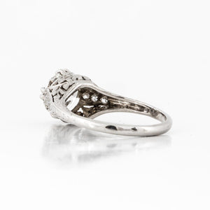 Art Deco Platinum Diamond Engagement Ring with Diamond Accents