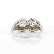 Load image into Gallery viewer, Art Deco 18K White Gold Filigree Twin Stone Diamond Ring
