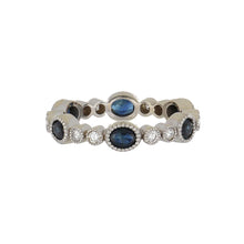 Load image into Gallery viewer, 18K White Gold Millegrain Bezel-Set Sapphire and Diamond Eternity Band
