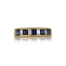 Load image into Gallery viewer, Estate 14K Gold Square-Cut Sapphire and Baguette Diamond Band
