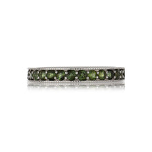 Load image into Gallery viewer, 18K White Gold Bead-Set Green Tourmaline Eternity Band
