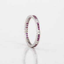 Load image into Gallery viewer, 18K White Gold Square-Cut Ruby and Diamond Eternity Band
