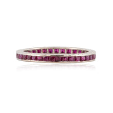 Load image into Gallery viewer, Platinum Square Step-Cut Ruby Eternity Band
