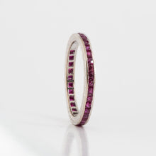 Load image into Gallery viewer, Platinum Square Step-Cut Ruby Eternity Band
