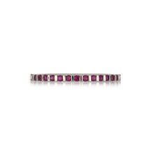 Load image into Gallery viewer, 18K White Gold Bar-Set Ruby Band

