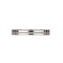 Load image into Gallery viewer, 18K White Gold Bar-Set Ruby Band
