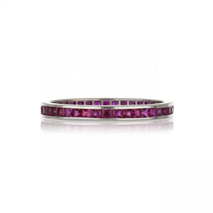 14K White Gold Channel-Set Square-Cut Ruby Eternity Band